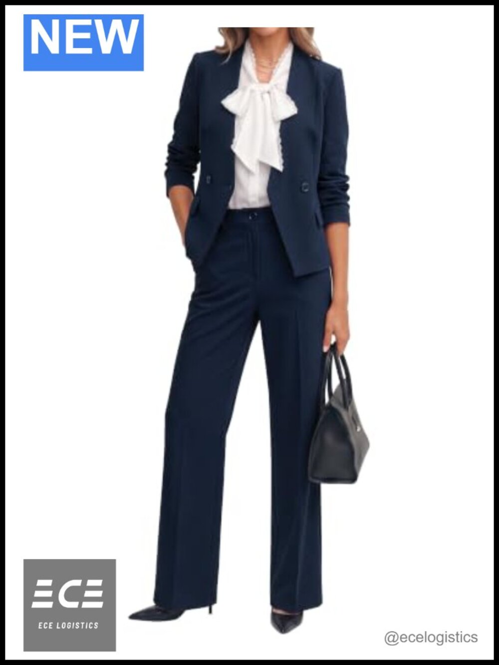 Women's 2 Piece Pantsuit Set Blazer Wide Leg Trousers Business Casual